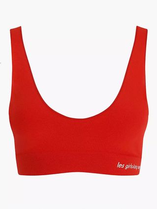 Les Girls Les Boys + Semi Sheer Seamless Crop Top, Red