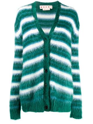 Marni + Striped Brushed Cardigan