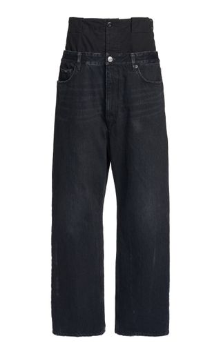 Balenciaga + Double-Waist Rigid Drop-Rise Wide-Leg Jeans
