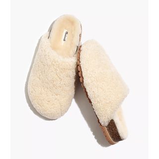 Madewell + The Layne Clog Mules in Shearling
