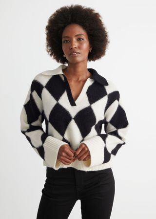 & Other Stories + Checkered Jacquard Knit Sweater