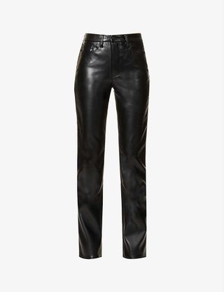 Good American + Icon Straight-Leg Mid-rise Faux Leather Trousers