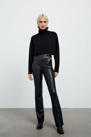 Zara + Cut Out Faux Leather Leggings
