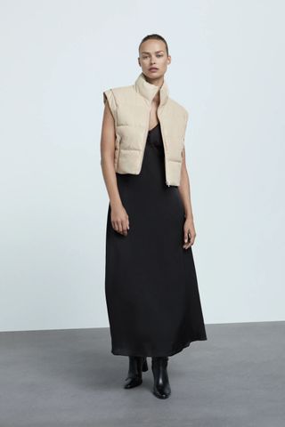 Zara + Faux Leather Cropped Vest