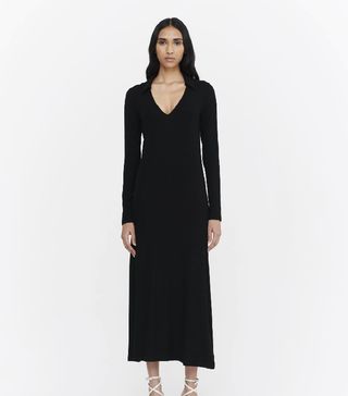 Ninety Percent + Stretch Tencel™ Rib Collared Long Sleeve Maxi Dress