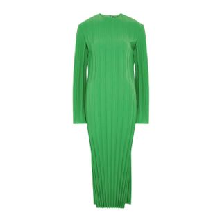 A.W.A.K.E. Mode + Green Pleated Stretch-Cady Midi Dress
