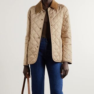 Burberry + Corduroy-Trimmed Quilted Shell Jacket