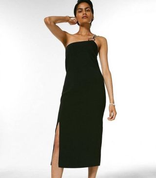 Karen Millen + Compact Stretch Viscose Trim Shoulder Dress