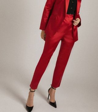 Karen Millen + Italian Structured Satin High Waist Trousers