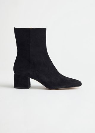 & Other Stories + Suede Block Heel Ankle Boots