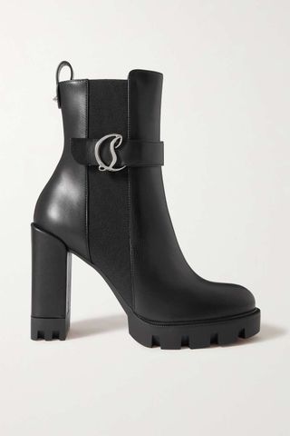 Christian Louboutin + CL 100 Logo-Embellished Leather Chelsea Boots
