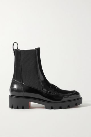 Christian Louboutin + Montezu Lug Patent-Leather Chelsea Boots