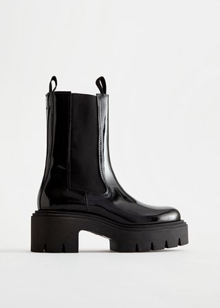 & Other Stories + Chunky Platform Chelsea Leather Boots