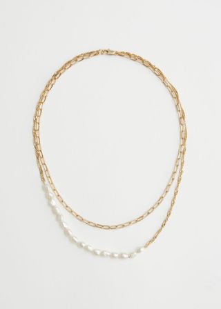 & Other Stories + Pearl Pendant Duo Chain Necklace