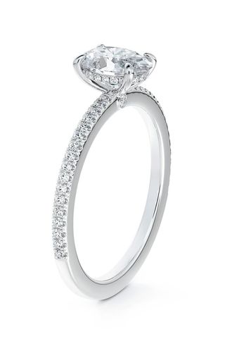 Forevermark x Micaela + Simply Solitaire Oval Diamond Engagement Ring With Diamond Band