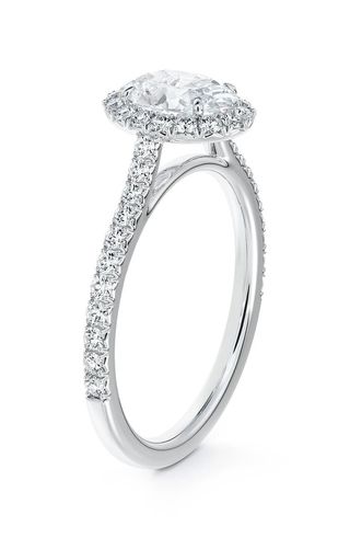 De Beers Forevermark + Center of My Universe Oval Halo Engagement Ring With Diamond Band