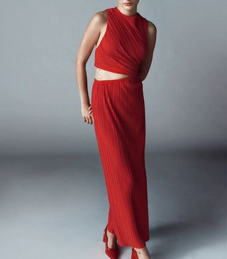 Zara + Cut Out Pleated Dress