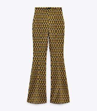 Zara + Flared Jacquard Pants