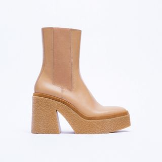 Zara + Heeled Leather Crepe Ankle Boots