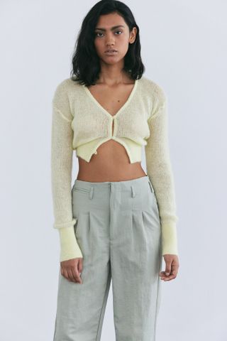 Source Unknown + Fuzzy Crop Mohair Cardigan
