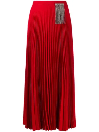 Christopher Kane + Crystal-Embellished Pleated Skirt