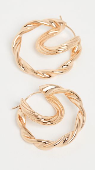 Loeffler Randall + Holly Double Hoop Twisted Earrings