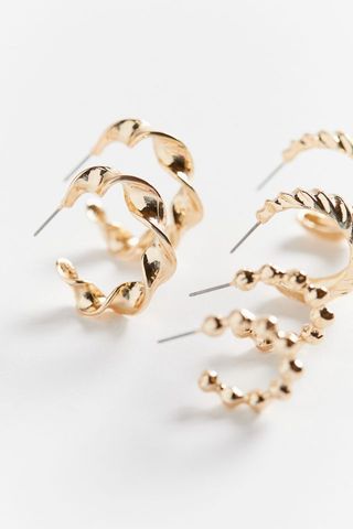 Urban Outfitters + Isabella Textured Hoop Earring Set