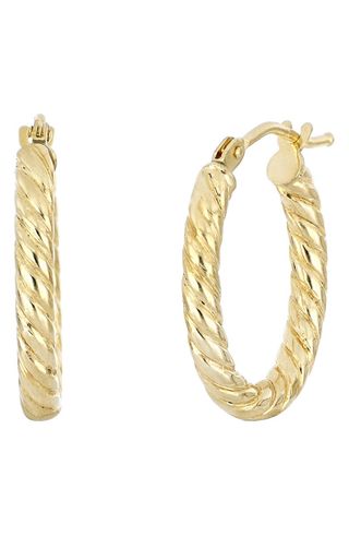 Bony Levy + 14k Gold Twisted Oval Gold Hoop Earrings