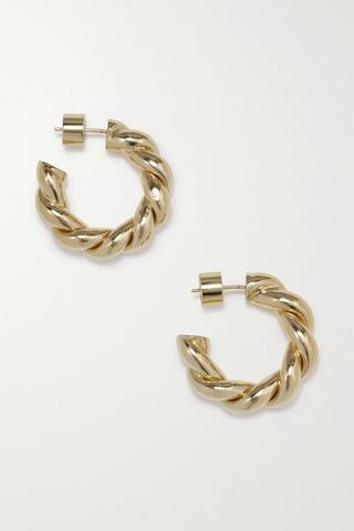 Jennifer Fisher + Double Twisted Lily Huggie Gold-Plated Hoop Earrings