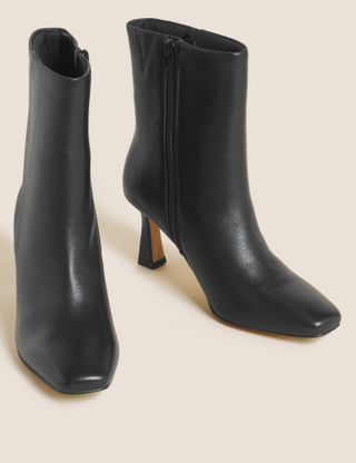 Marks and Spencer + Leather Stiletto Heel Pointed Ankle Boots