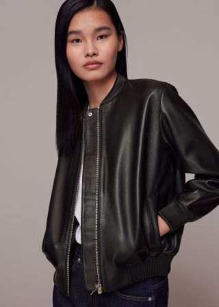 Marks and Spencer + Laura Leather Bomber Jacket