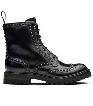 Churches + Elettra Rois Calf Leather Lace-Up Boot Stud Black