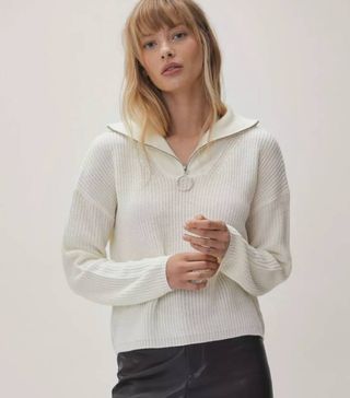 Nasty Gal + Knitted Zip Front Jumper
