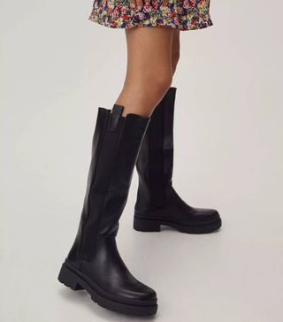 Nasty Gal + Faux Leather Knee High Boots