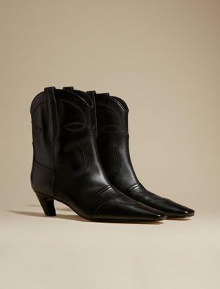 Khaite + The Dallas Ankle Boot in Black Leather