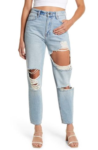Hidden Jeans + Distressed Tapered Mom Jeans