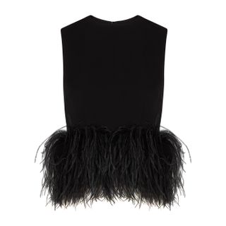 16 Arlington + Dickinson Black Feather-Trimmed Top