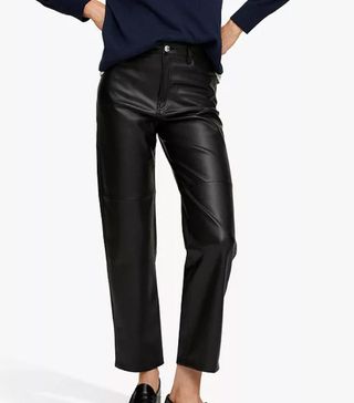Mango + Lille Faux Leather Trousers, Black