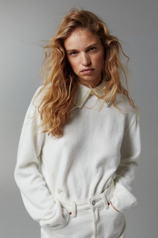H&M + Beaded-Collar Sweater