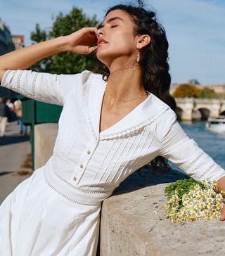 Simple Retro + Fiona Cotton White Midi Dress