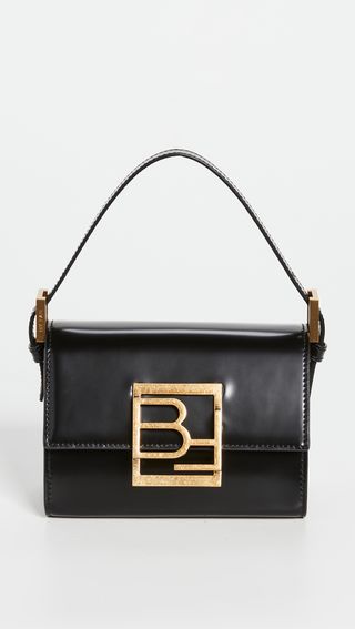 BY FAR + Fran Black Semi Patent Leather Bag