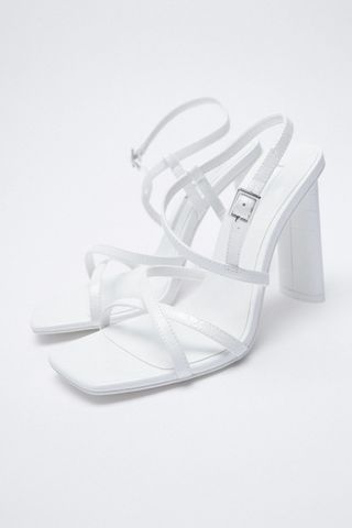 Zara + Animal Print High Heeled Strappy Sandals