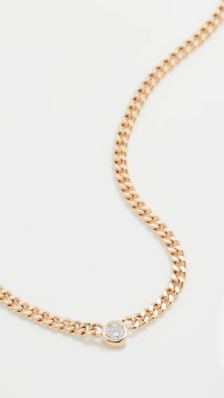 The Last Line + Diamond Curb Necklace With Bezel Set Diamond