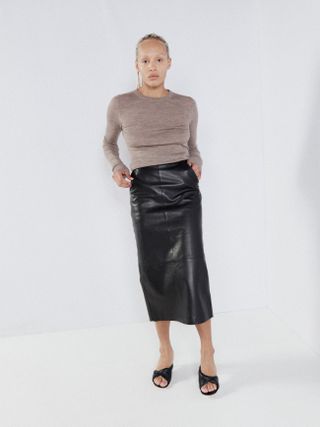 Raey + Leather Pencil Skirt