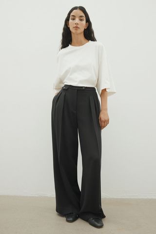H&M + Wide Wool-Blend Trousers