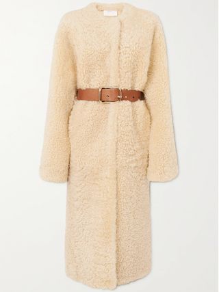 Chloé + Belted Shearling Coat