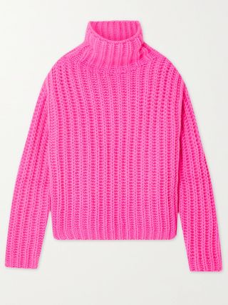 Red Valentino + Ribbed Wool and Mohair-Blend Turtleneck Sweater