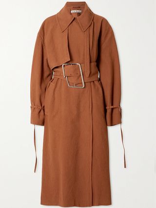 Acne Studios + Belted Textured-Cotton Trench Coat