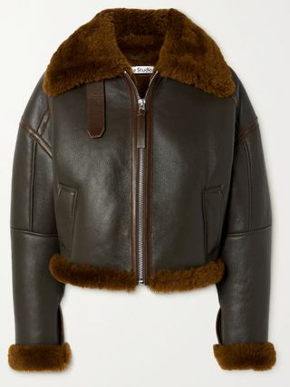 Acne Studios + Shearling-Trimmed Textured-Leather Jacket