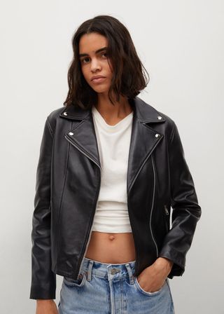 Mango + Leather Biker Jacket